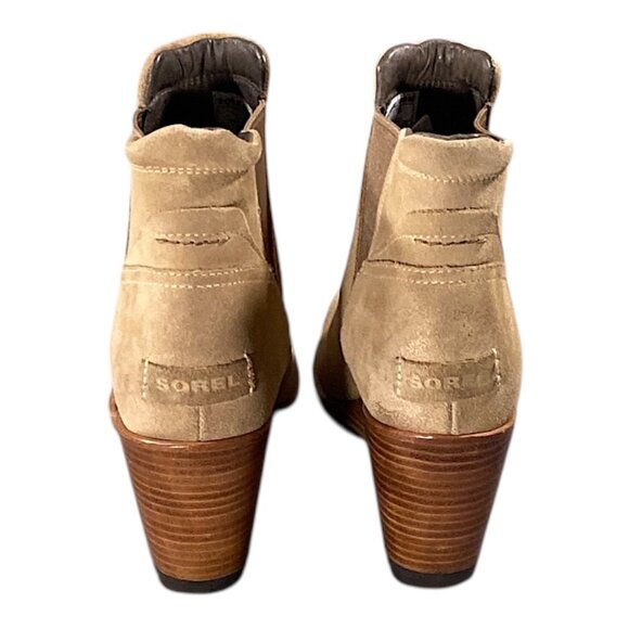 Sorel Boots Womens 7.5 Tan Nubuck Wedge Chelsea Ankle Booties After Hours Chic - Picture 6 of 15